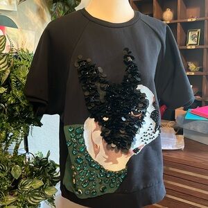 h&m beaded french bulldog sweatshirt sz 6